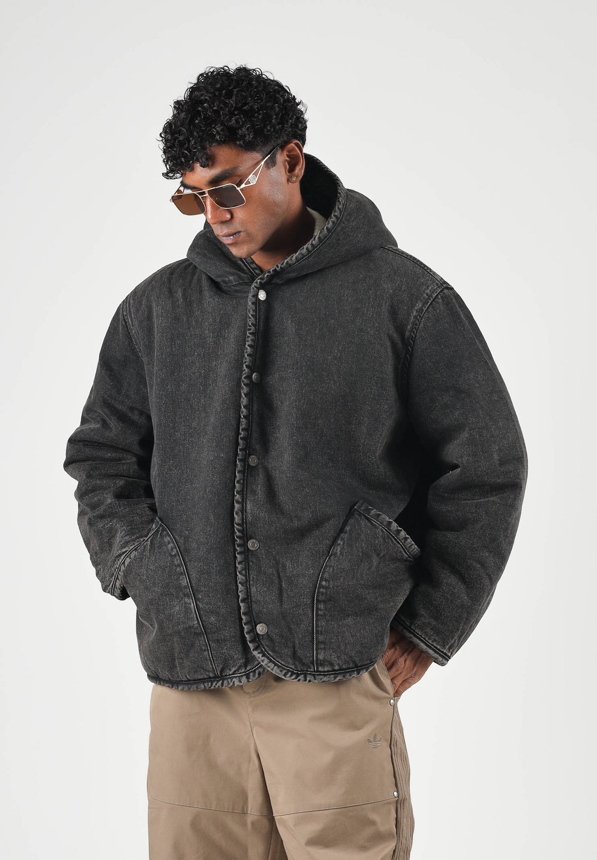 LEVI'S® Giubbotto di jeans DECK HOODED  denim nero da uomo con calda fodera interna effetto sherpa 007S7-0000 . LEVI'S® 