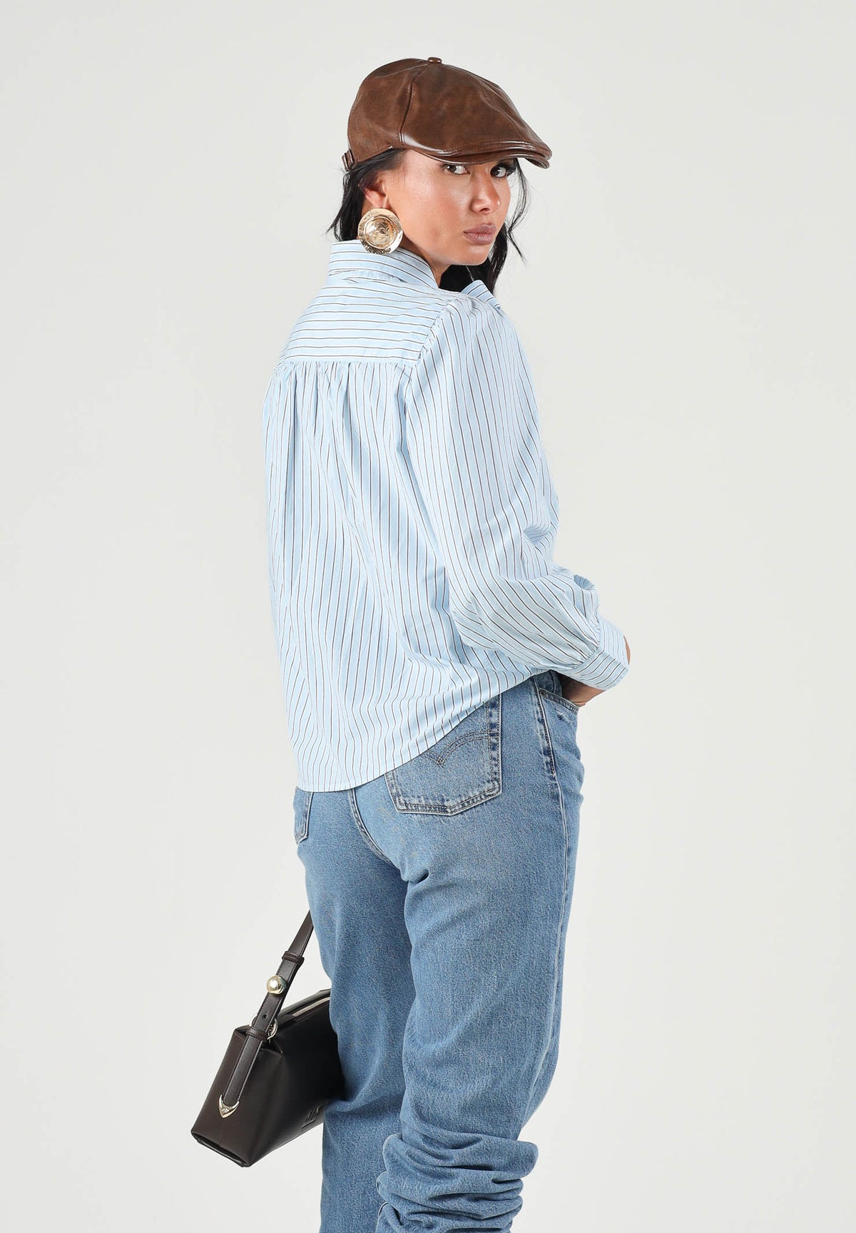 LEVI'S® Camicia maniche lunghe ARCHIVE BLOUSE celeste da donna con fiocco al collo e maniche a palloncino 007XN-0002 . LEVI'S® 
