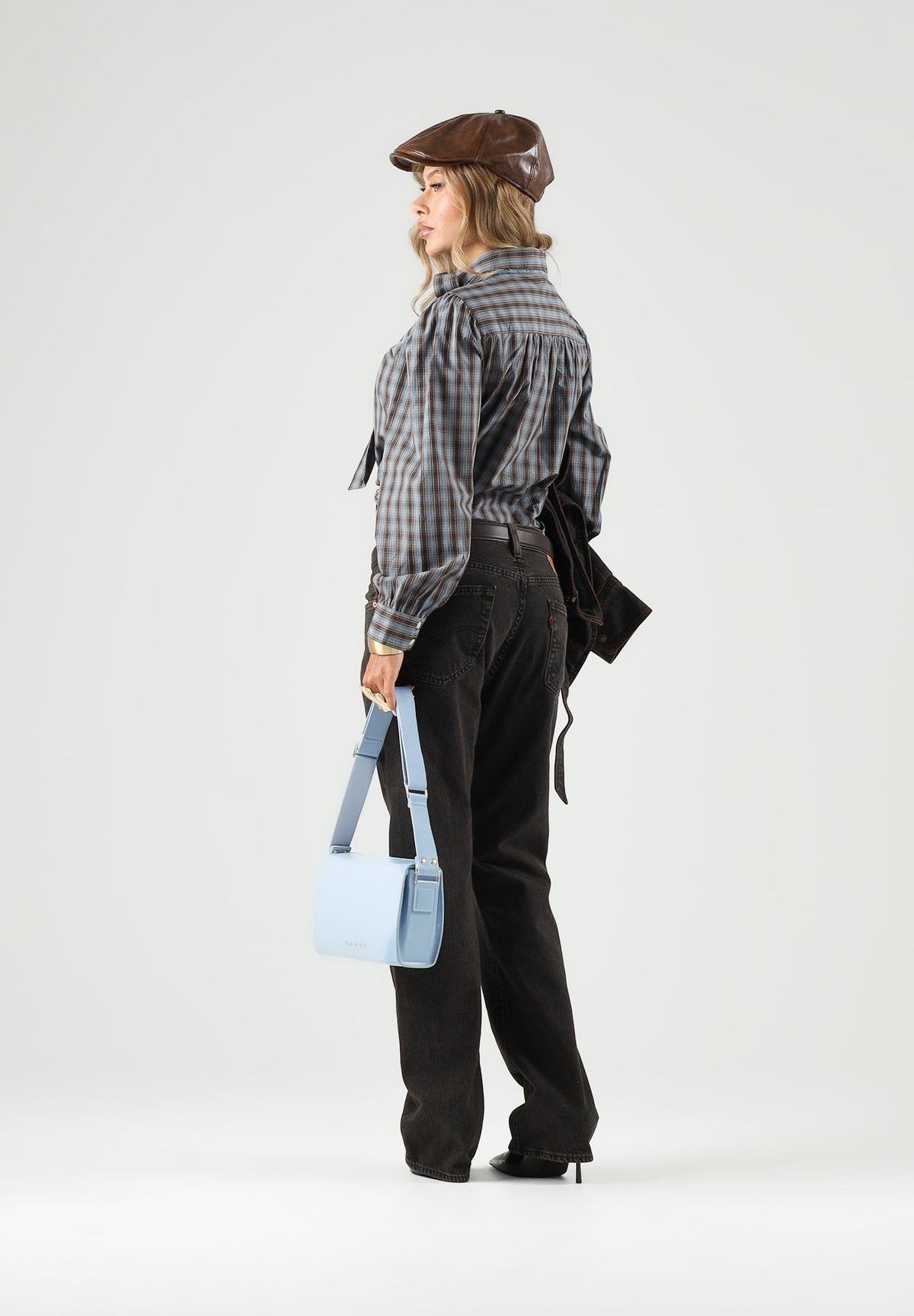 LEVI'S® Camicia manica lunga brown-marrone caffè da donna con colletto con fiocco e fantasia a quadri. 007XN-0008 . LEVI'S® 