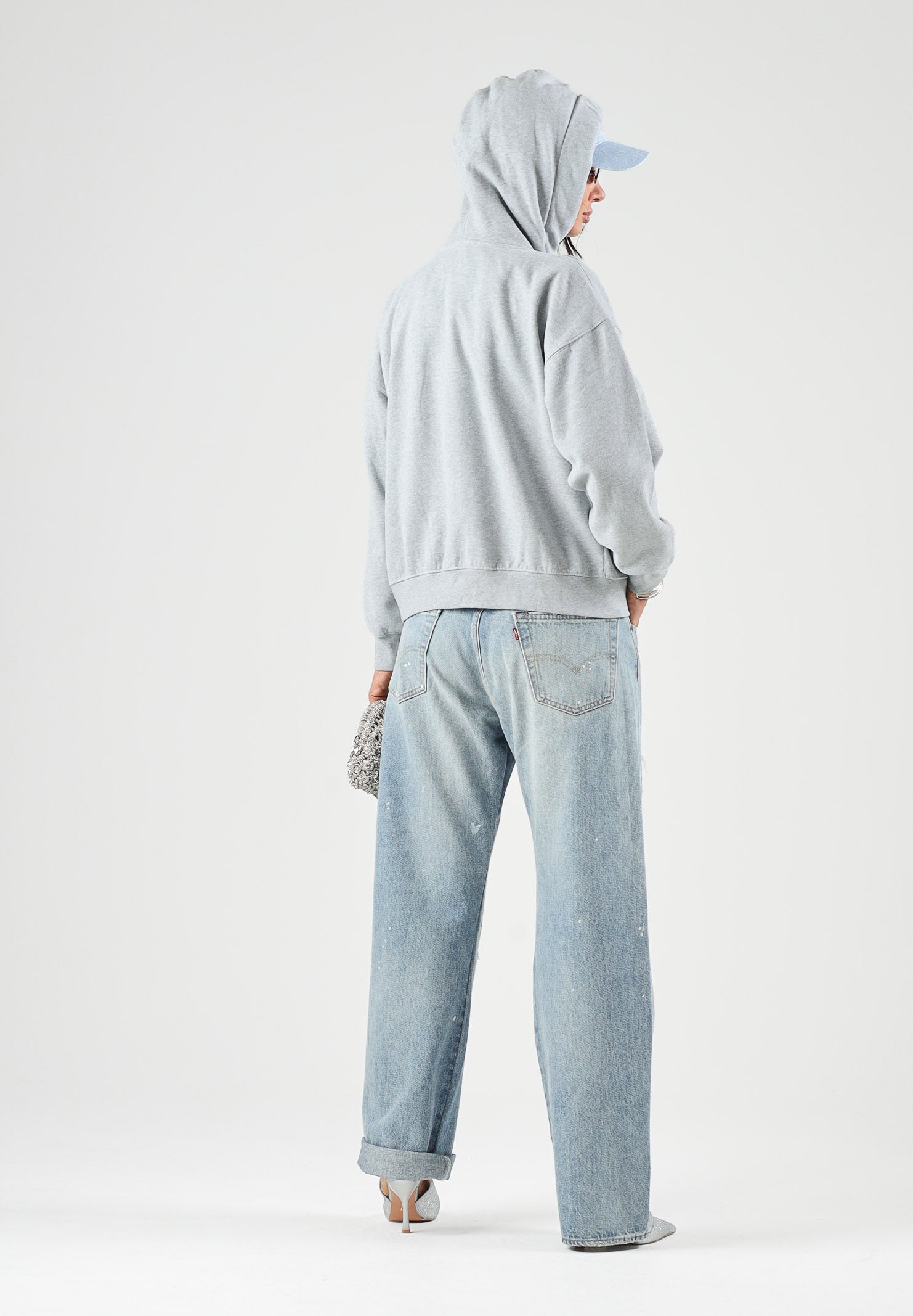 LEVI'S® Felpa con cappuccio grigia  da donna con lacci lunghi regolabili in vita. 0082D-0000 . LEVI'S® 