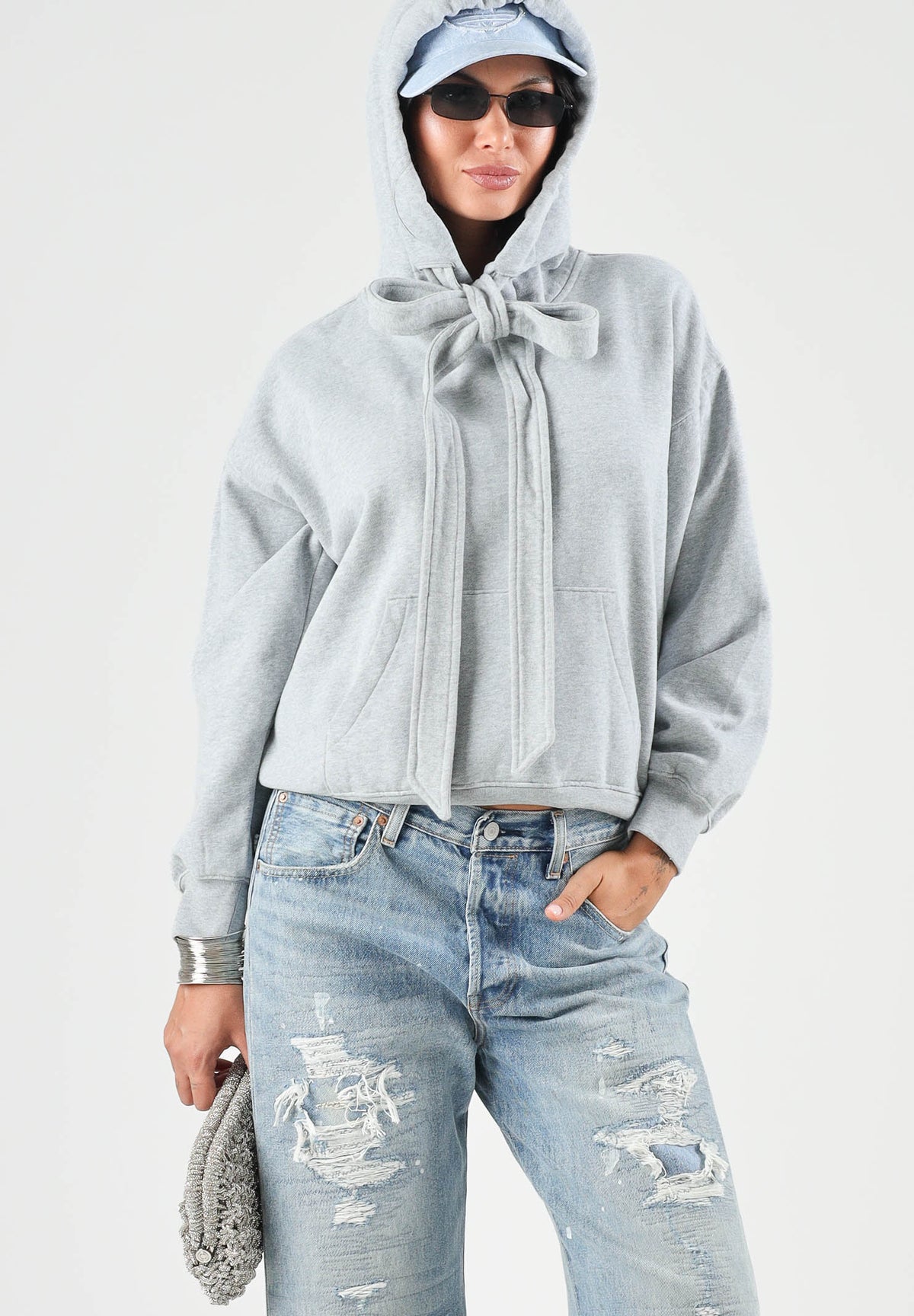 LEVI'S® Felpa con cappuccio grigia  da donna con lacci lunghi regolabili in vita. 0082D-0000 . LEVI'S® 