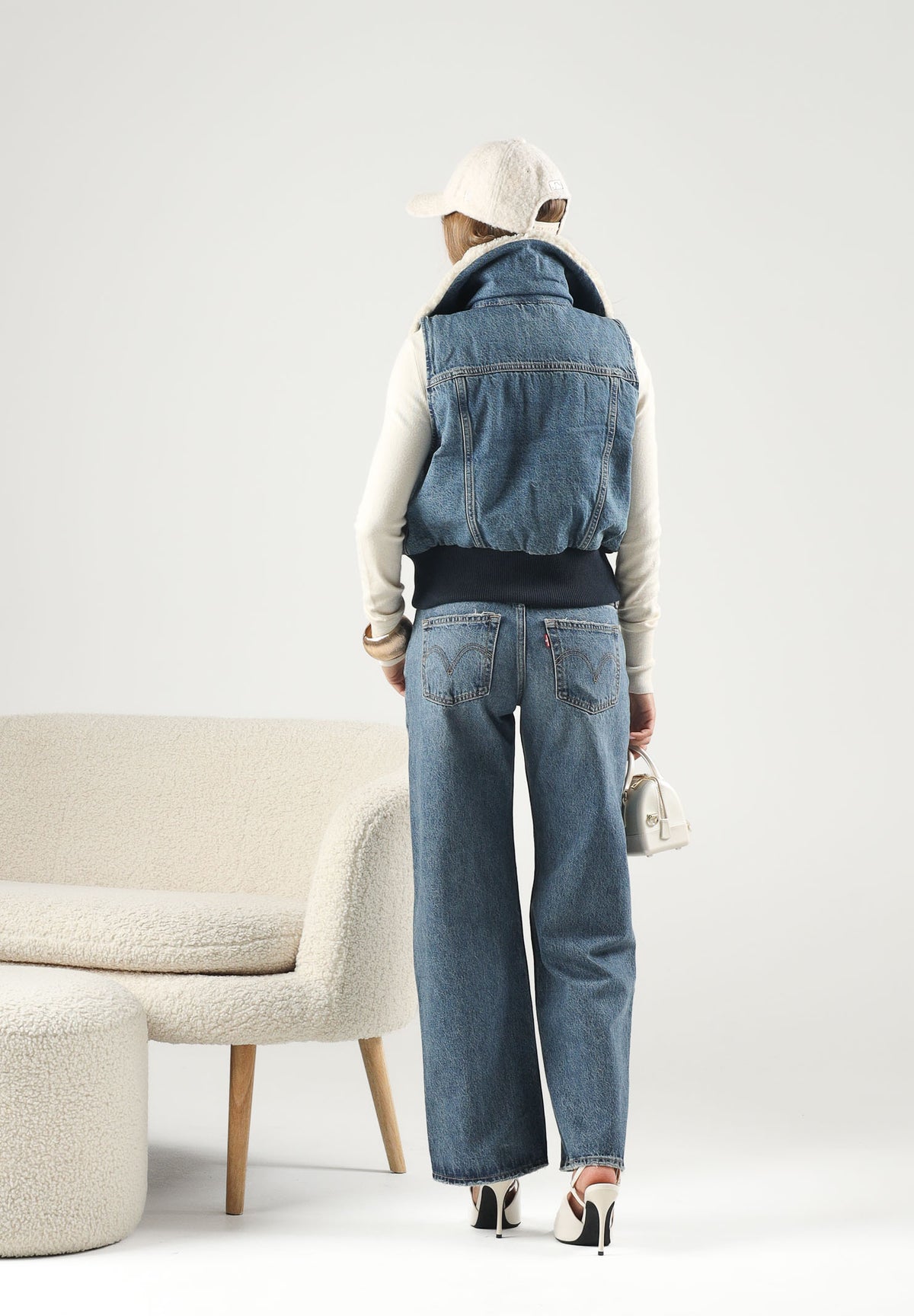 LEVI'S® Giubbotto smanicato in deim  TINY SHERPA VEST indigo denim blu da donna 0089F-0000 . LEVI'S® 