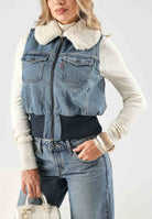 LEVI'S® Giubbotto smanicato in deim  TINY SHERPA VEST indigo denim blu da donna 0089F-0000 . LEVI'S® 