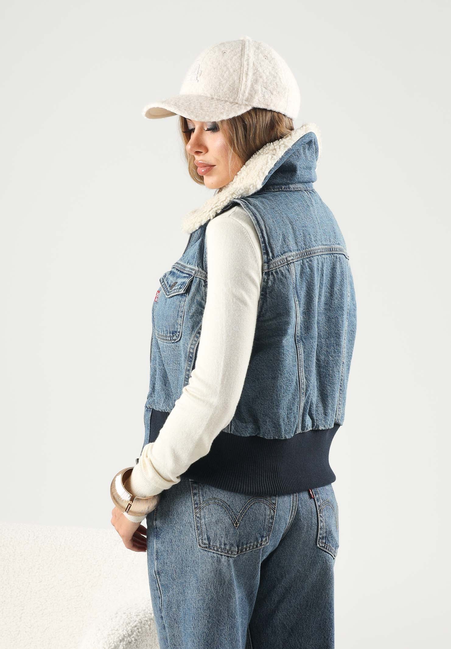 LEVI'S® Giubbotto smanicato in deim  TINY SHERPA VEST indigo denim blu da donna 0089F-0000 . LEVI'S® 