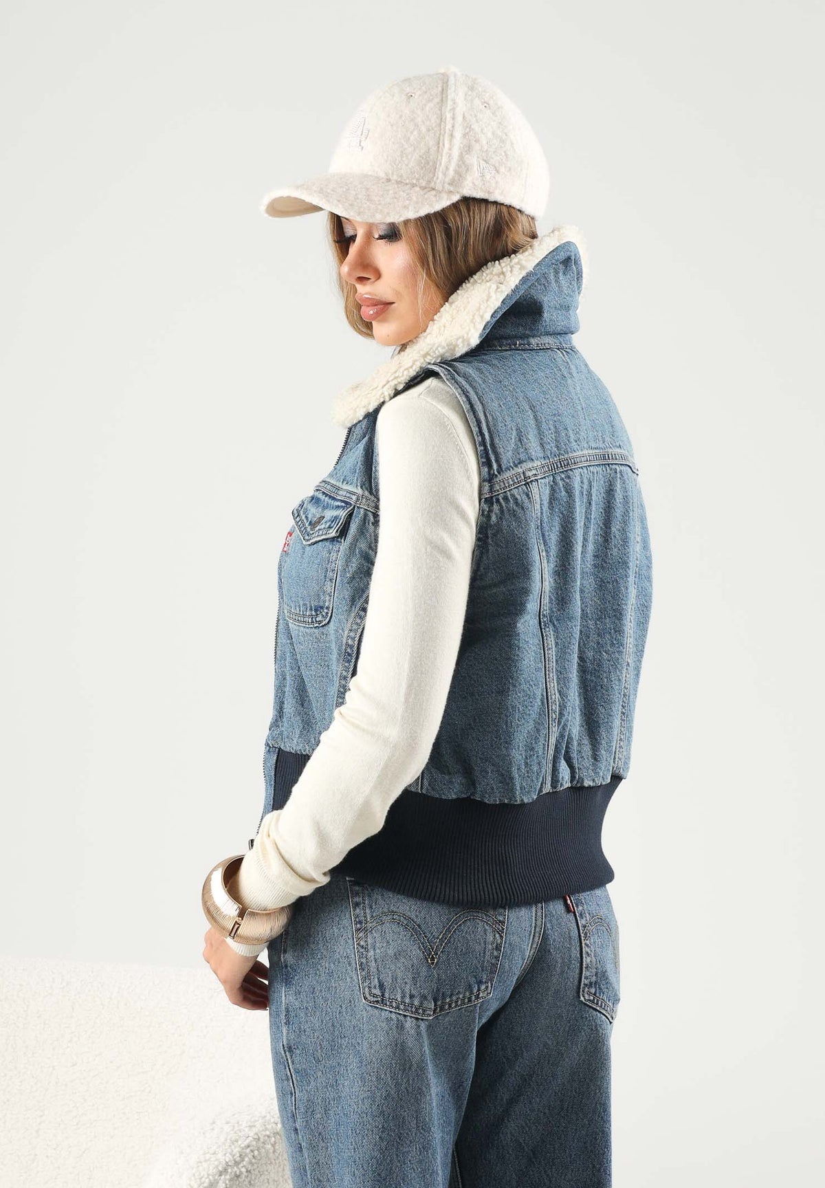 LEVI'S® Giubbotto smanicato in deim  TINY SHERPA VEST indigo denim blu da donna 0089F-0000 . LEVI'S® 