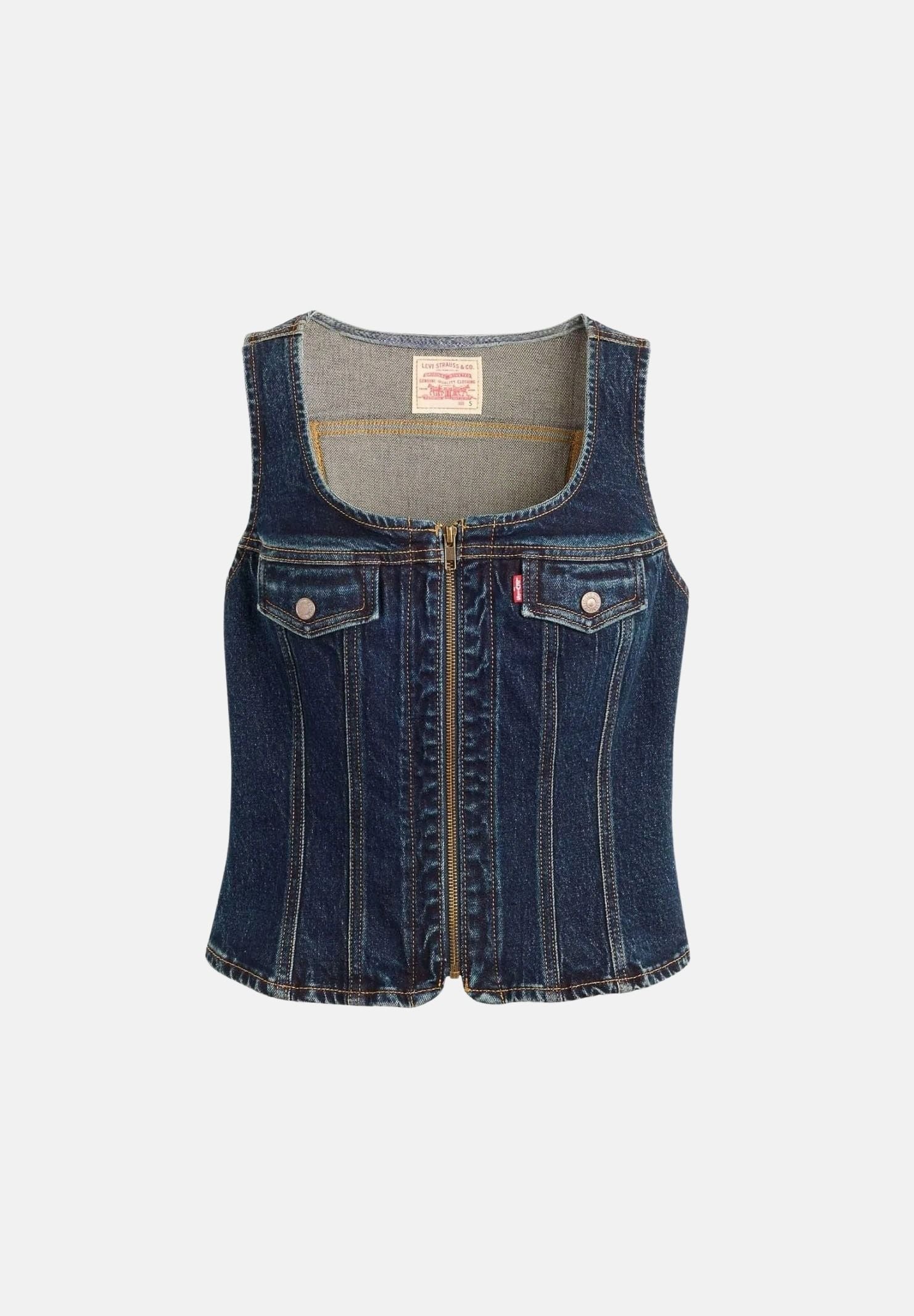 LEVI'S® Gilet VINTAGE ZIP VEST Left Click Trucker - Dark Wash blu scuro da donna. 0089P-0004 . LEVI'S® 