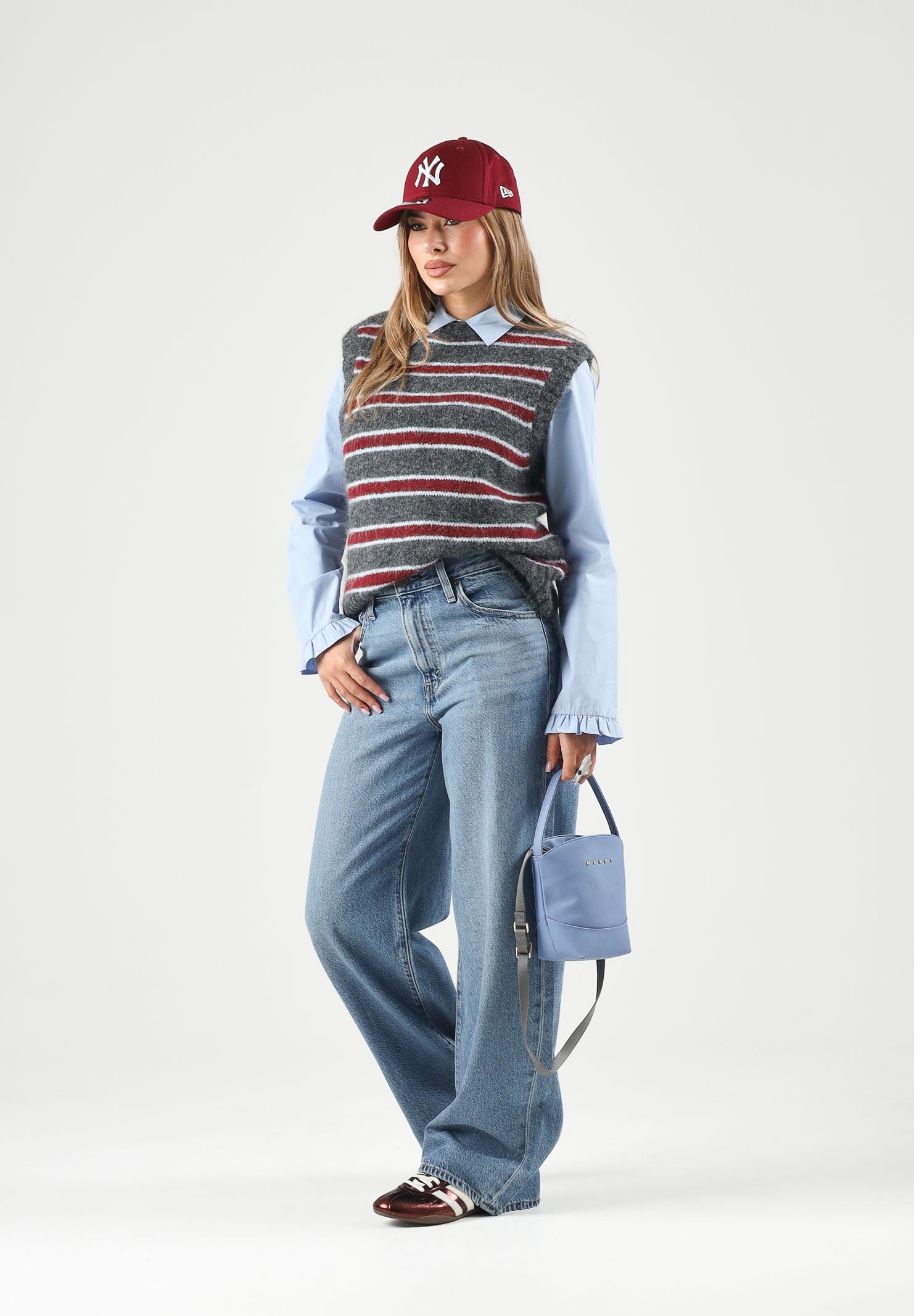 LEVI'S® Gilet ALICE SWEATER VEST grigio da donna con fantasia a strisce 008S5-0000 . LEVI'S® 