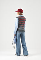 LEVI'S® Gilet ALICE SWEATER VEST grigio da donna con fantasia a strisce 008S5-0000 . LEVI'S® 