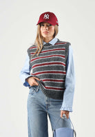 LEVI'S® Gilet ALICE SWEATER VEST grigio da donna con fantasia a strisce 008S5-0000 . LEVI'S® 