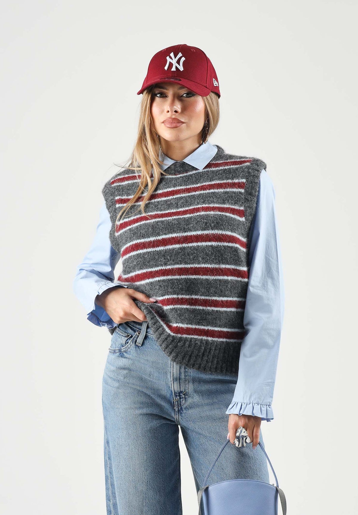 LEVI'S® Gilet ALICE SWEATER VEST grigio da donna con fantasia a strisce 008S5-0000 . LEVI'S® 