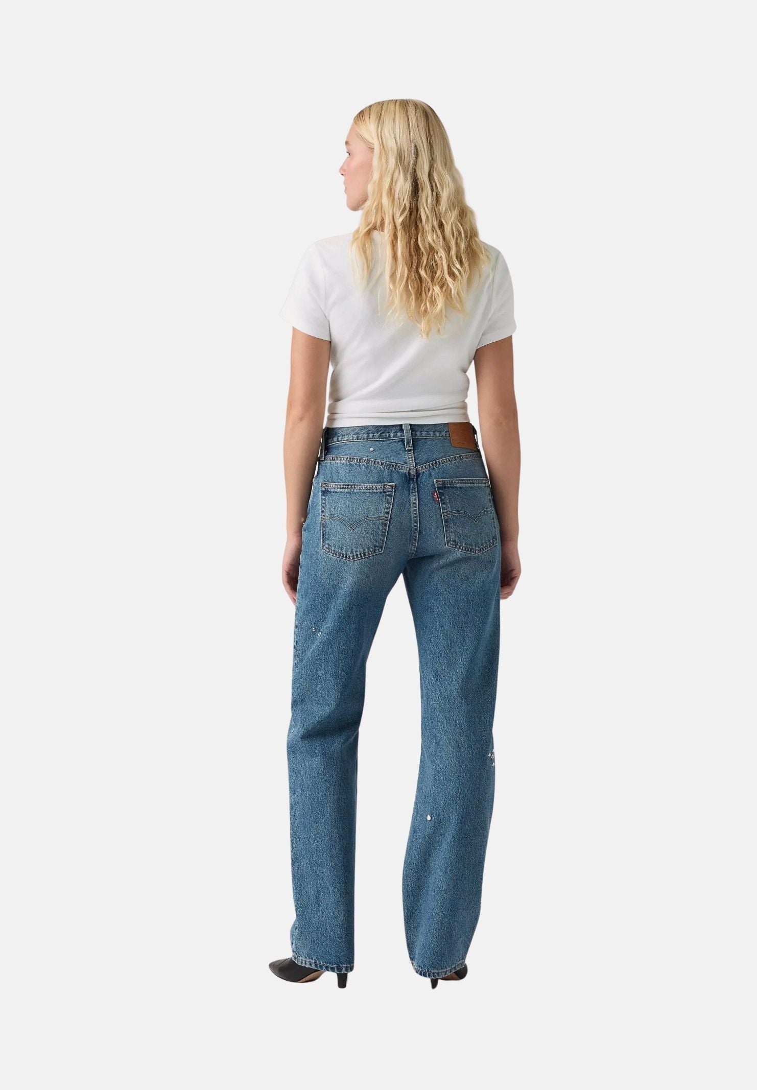 LEVI'S Jeans 501® '90S Med Indigo blu da donna con lavaggio medio, effetto vissuto A1959-0146 . LEVI'S® 