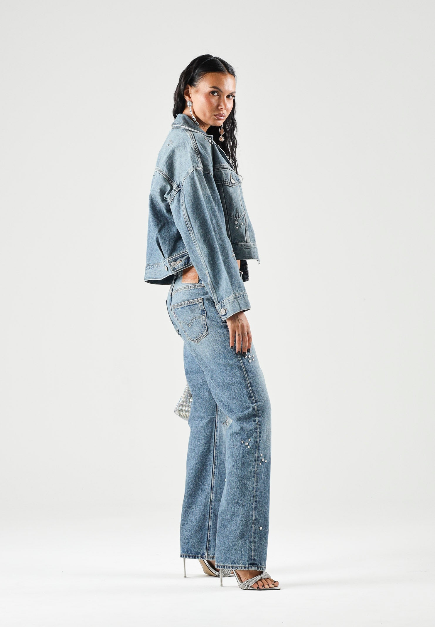 LEVI'S Jeans 501® '90S Med Indigo blu da donna con lavaggio medio, effetto vissuto A1959-0146 . LEVI'S® 