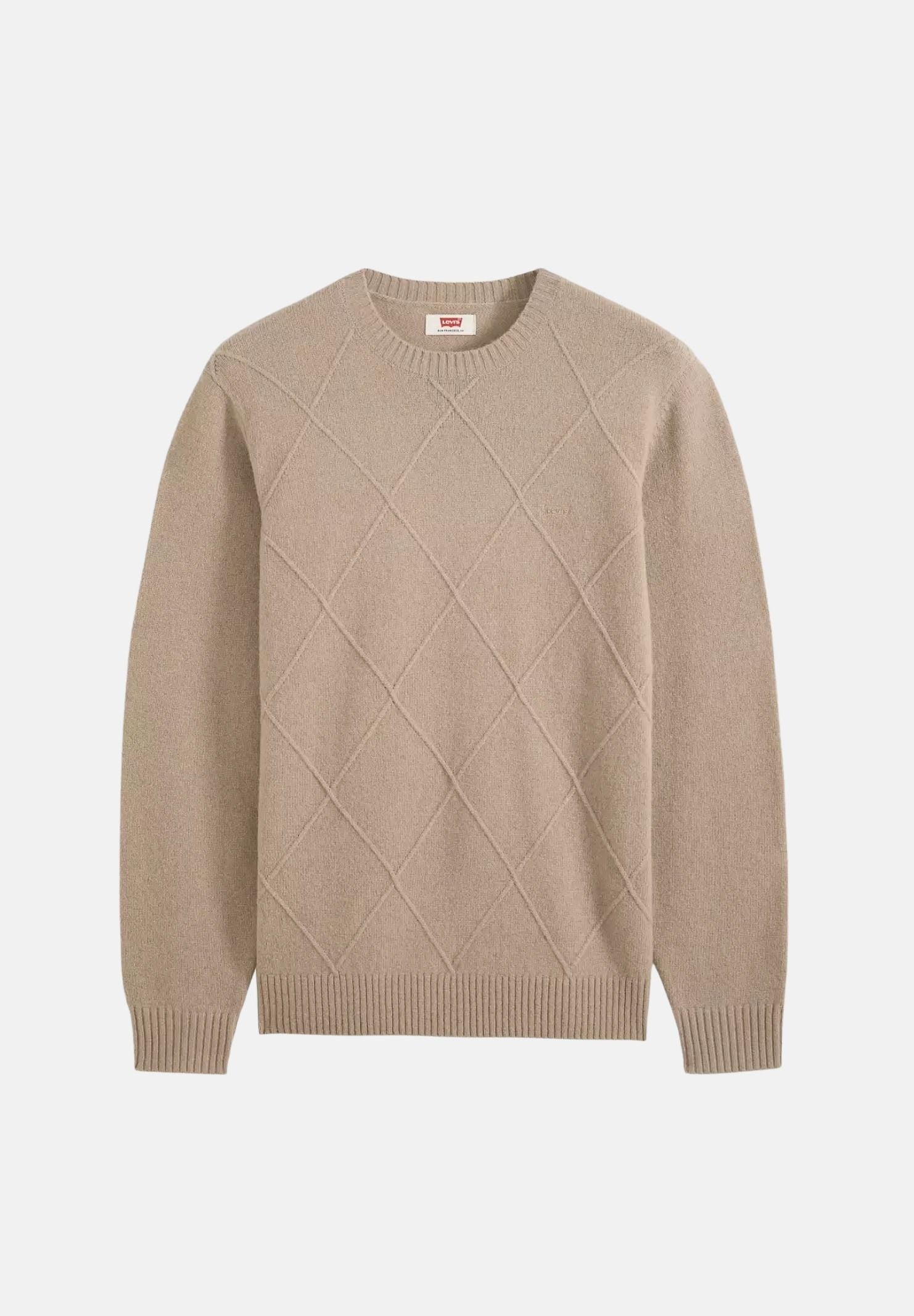 LEVI'S® Maglione girocollo DIAMOND LATICE VINTAGE khaki neutral beige da uomo A4320-0035 . LEVI'S® 