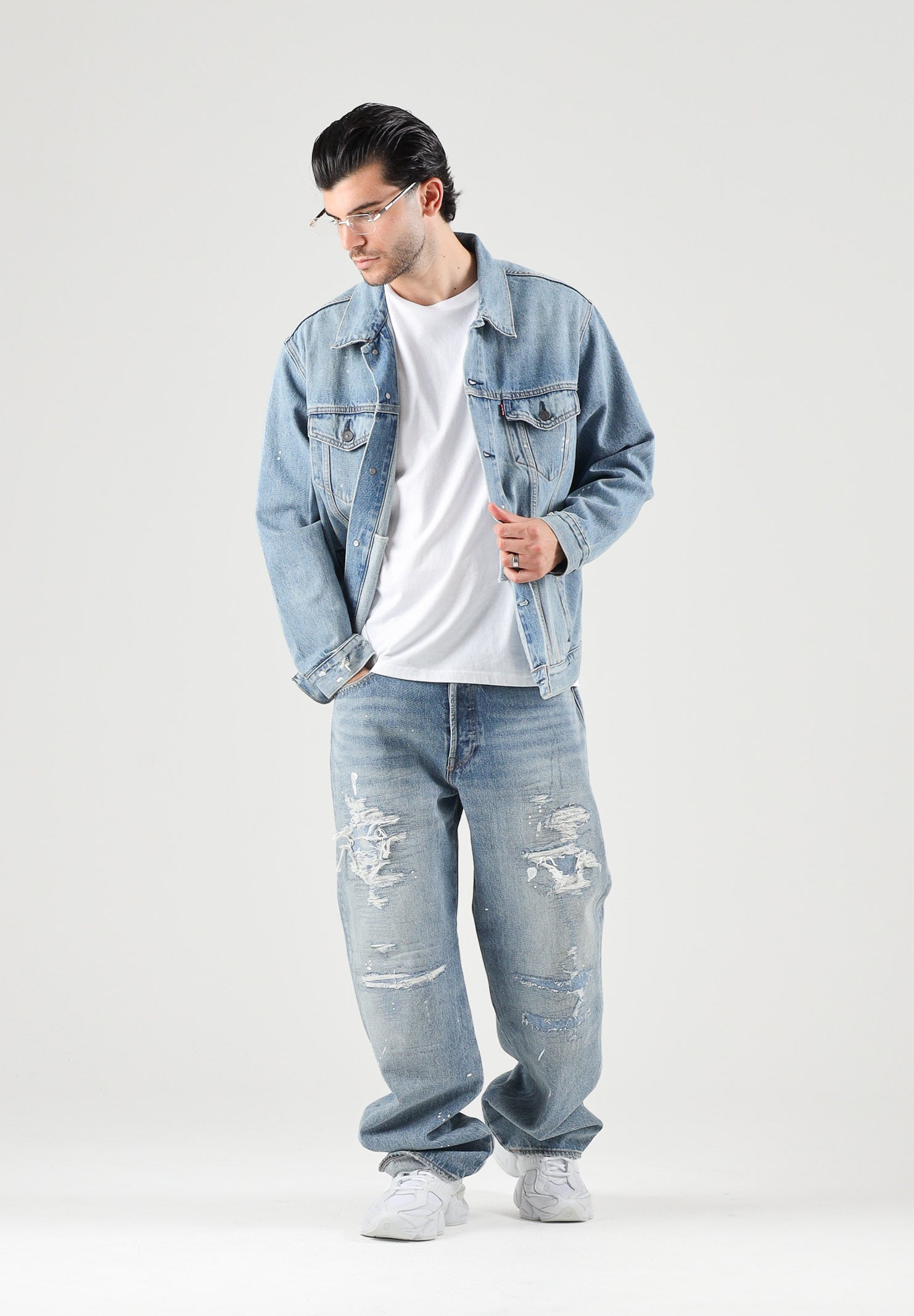 LEVI'S® Giubbotto di jeans denim blu medio per uomo con tasche con patta e bottoni metallici A5782-0128 . LEVI'S® 