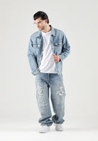 LEVI'S® Giubbotto di jeans denim blu medio per uomo con tasche con patta e bottoni metallici A5782-0128 . LEVI'S® 