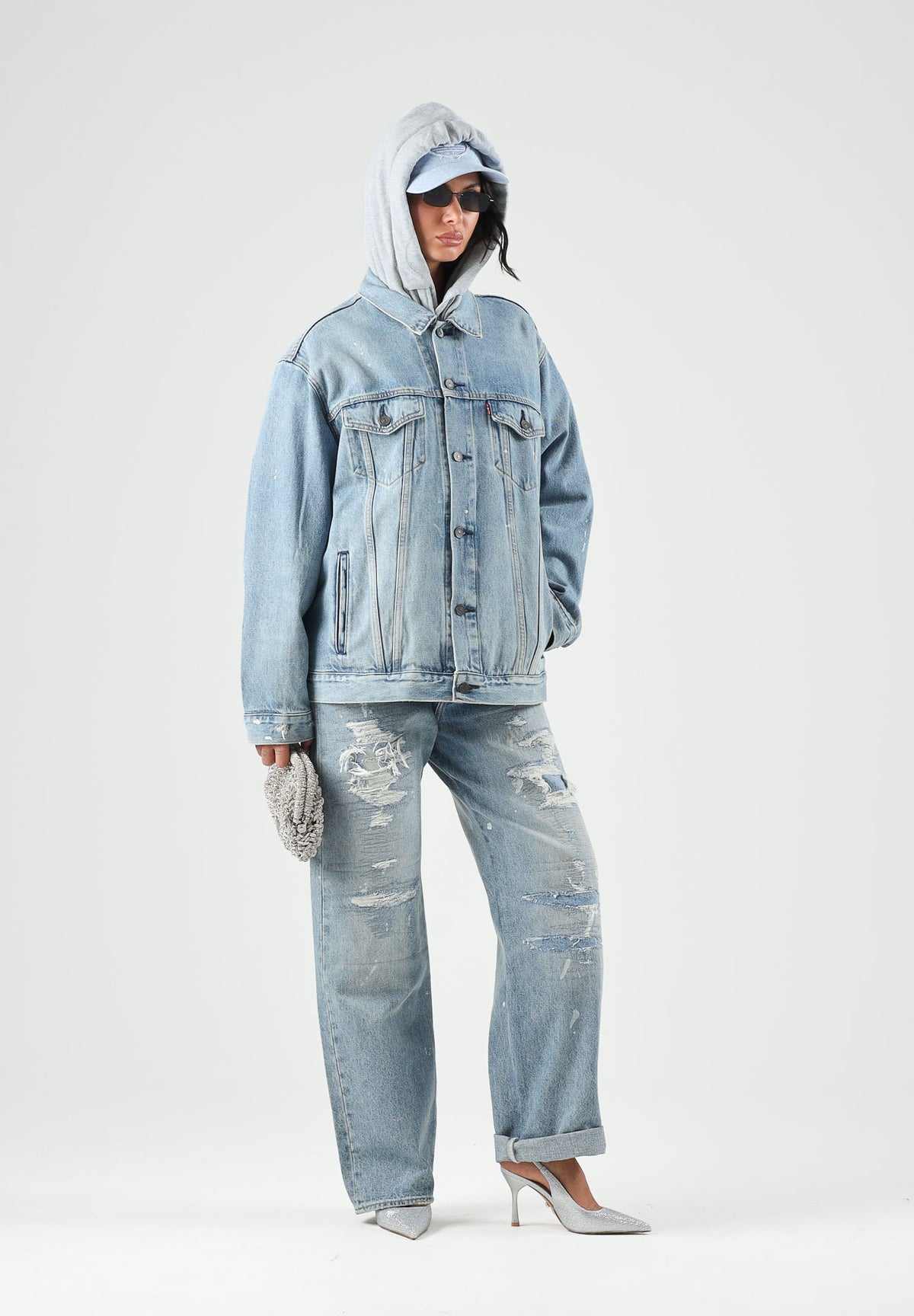 LEVI'S® Giubbotto di jeans denim blu medio per uomo e donna con tasche con patta e bottoni metallici A5782-0128 . LEVI'S® 