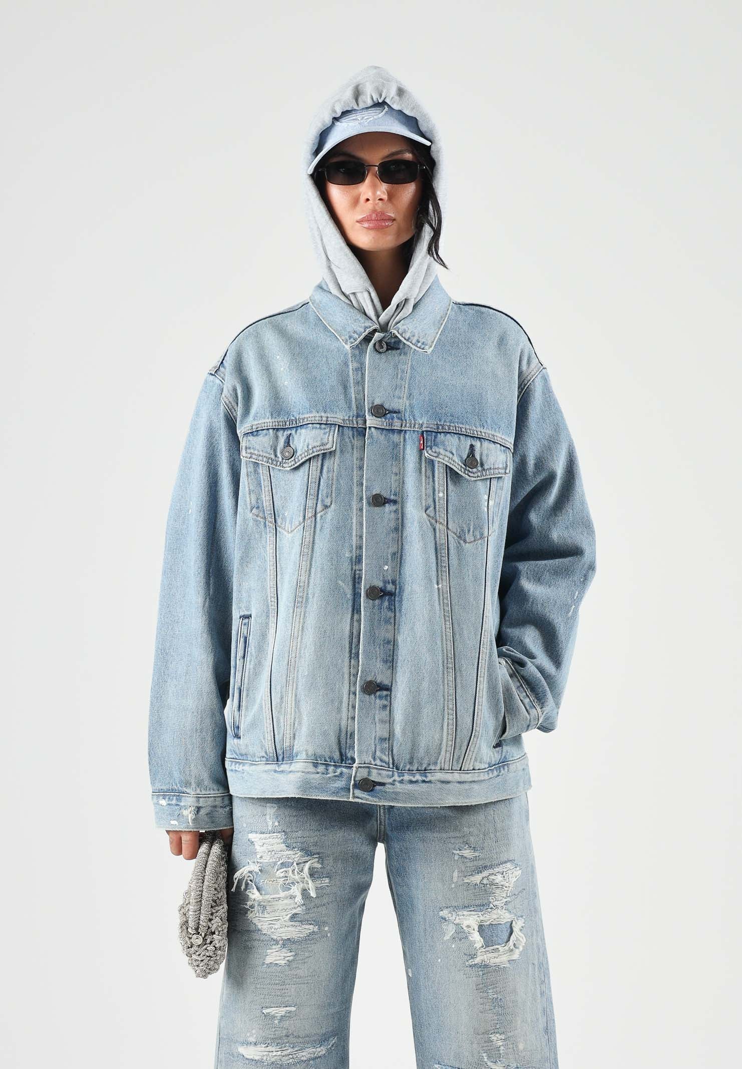 LEVI'S® Giubbotto di jeans denim blu medio per uomo e donna con tasche con patta e bottoni metallici A5782-0128 . LEVI'S® 