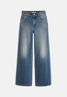 LEVI'S Jeans RIBCAGE WIDE-LEG indigo blu da donna con lavaggio sfumato ed effetto vissuto A6081-0094 . LEVI'S® 