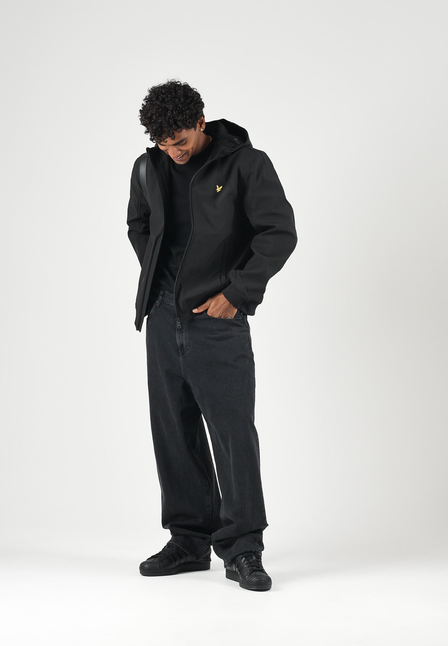 LYLE & SCOTT Giacca a vento softshell foderata in pile nera da uomo JK2110V Z865 LYLE & SCOTT 