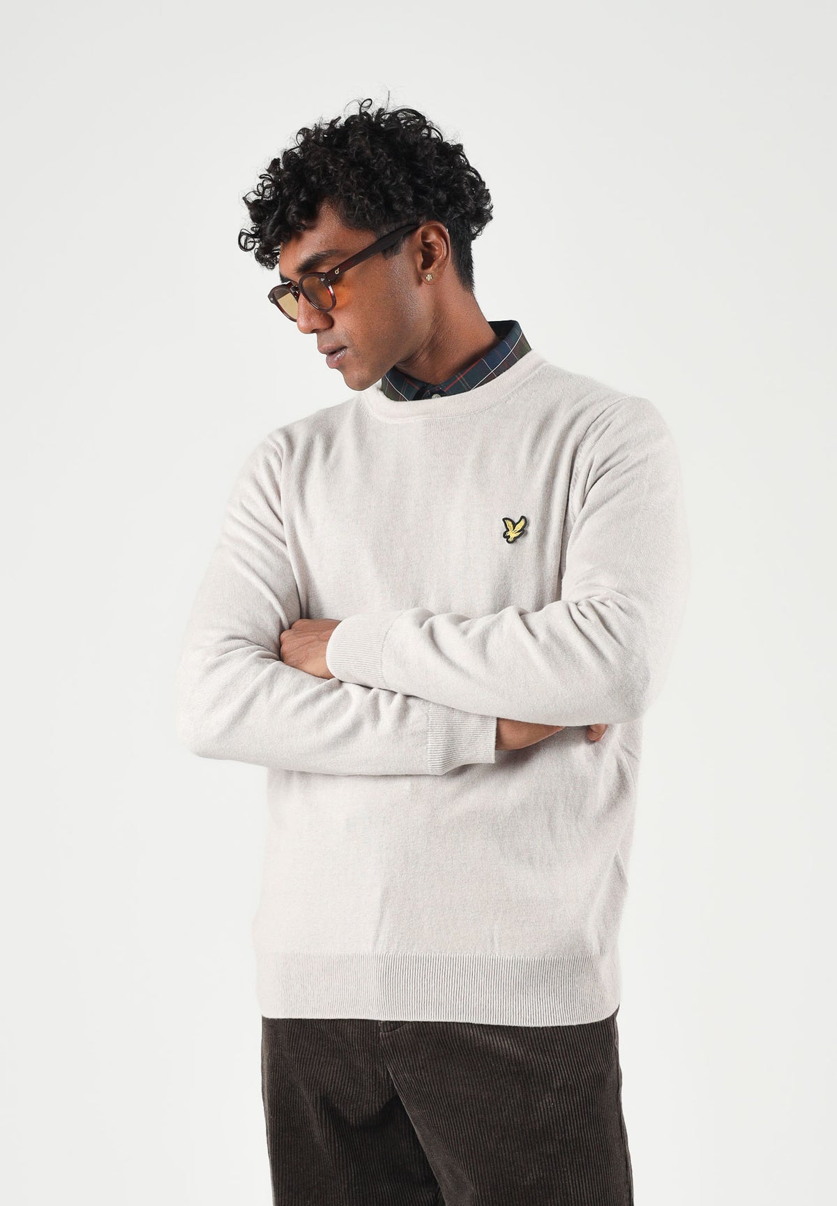 LYLE & SCOTT Maglioncino girocollo beige da uomo con mini logo KN2110VC W870 LYLE & SCOTT 