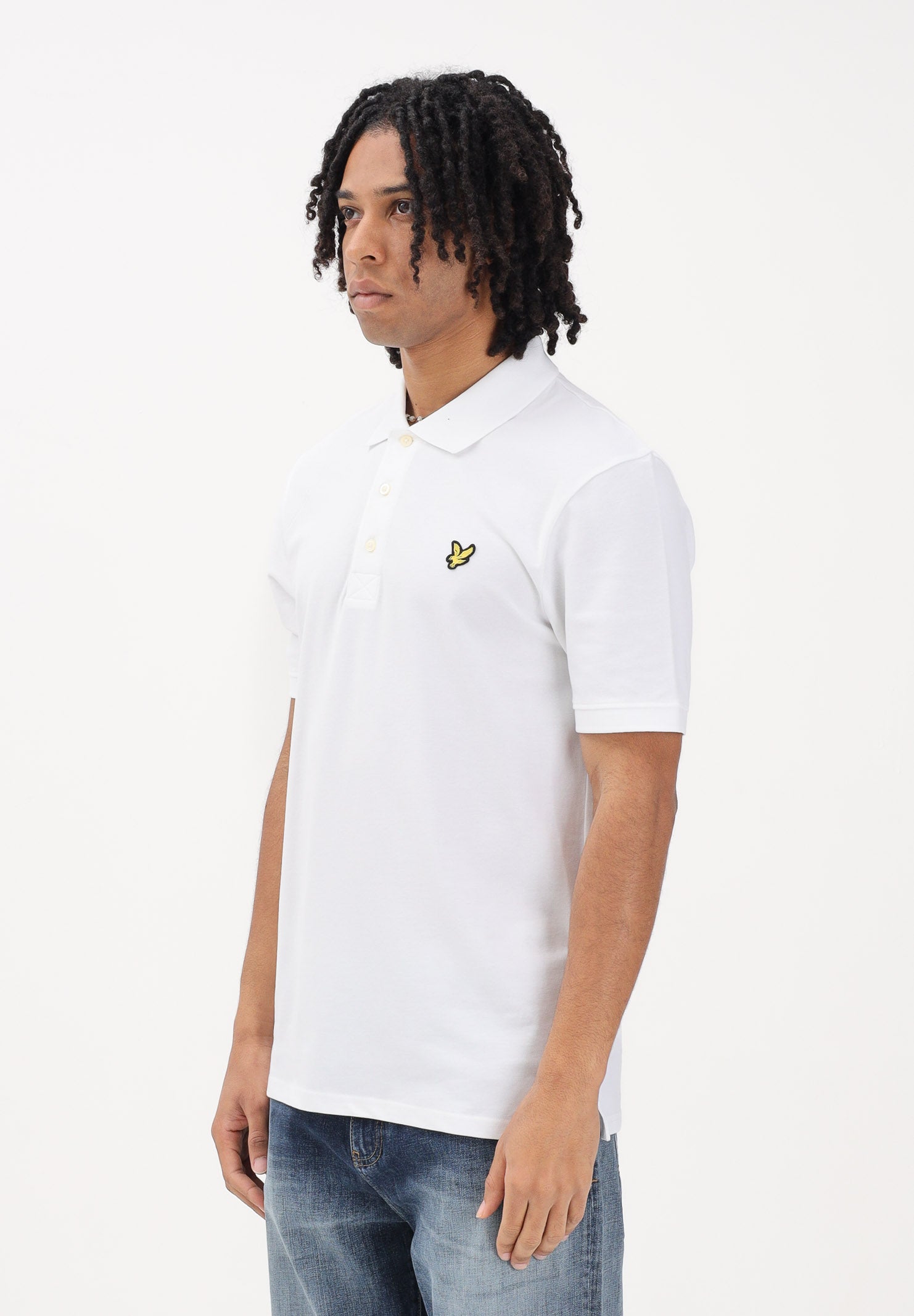 LYLE & SCOTT Polo a manica corta bianca da uomo con patch logo golden eagle SP400VOG 626 LYLE & SCOTT 
