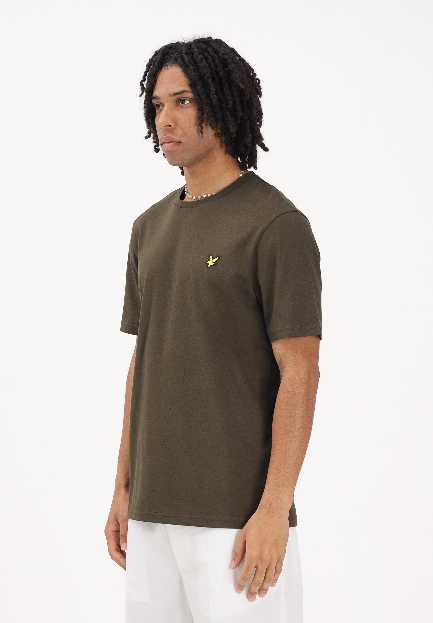 LYLE & SCOTT T-shirt a manica corta verde oliva da uomo con patch logo TS400VOG W485 LYLE & SCOTT 