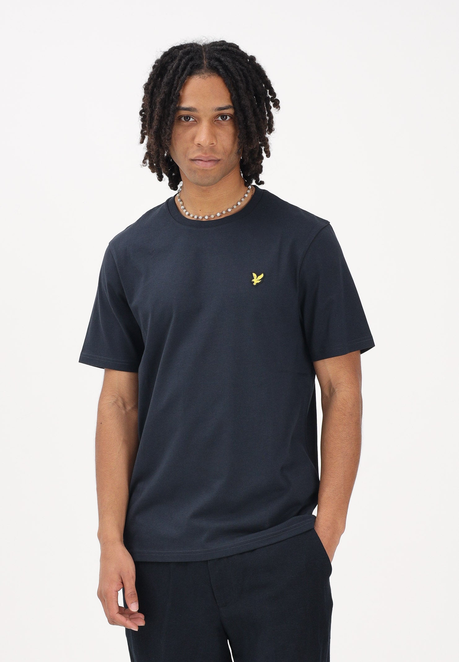 LYLE & SCOTT T-shirt a manica corta blu da uomo con patch logo TS400VOG Z271 LYLE & SCOTT 