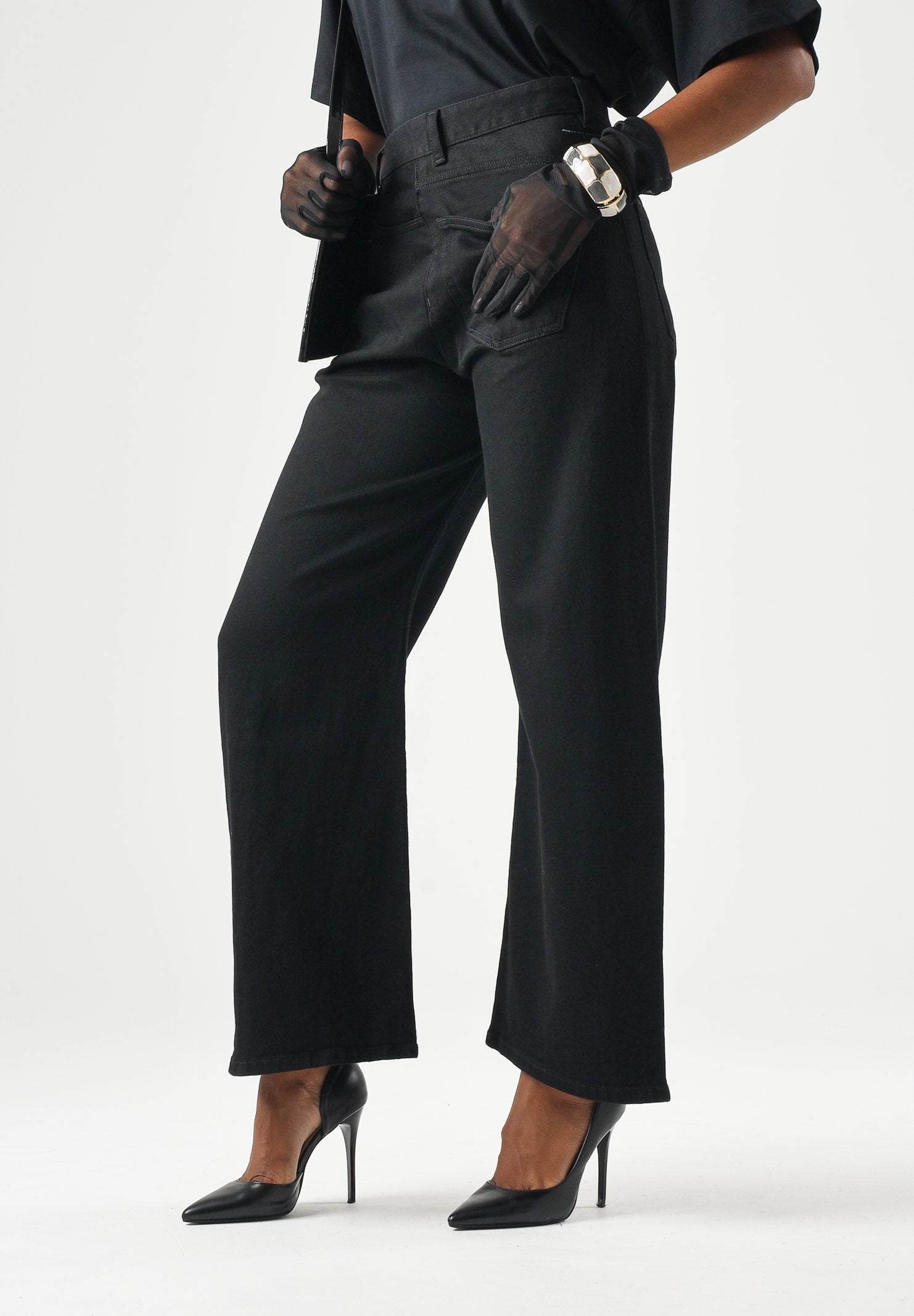 MM6 MAISON MARGIELA Jeans in denim nero per donna, ragazzi e bambini con taglio dritto M60969MM09E M6900 MAISON MARGIELA 