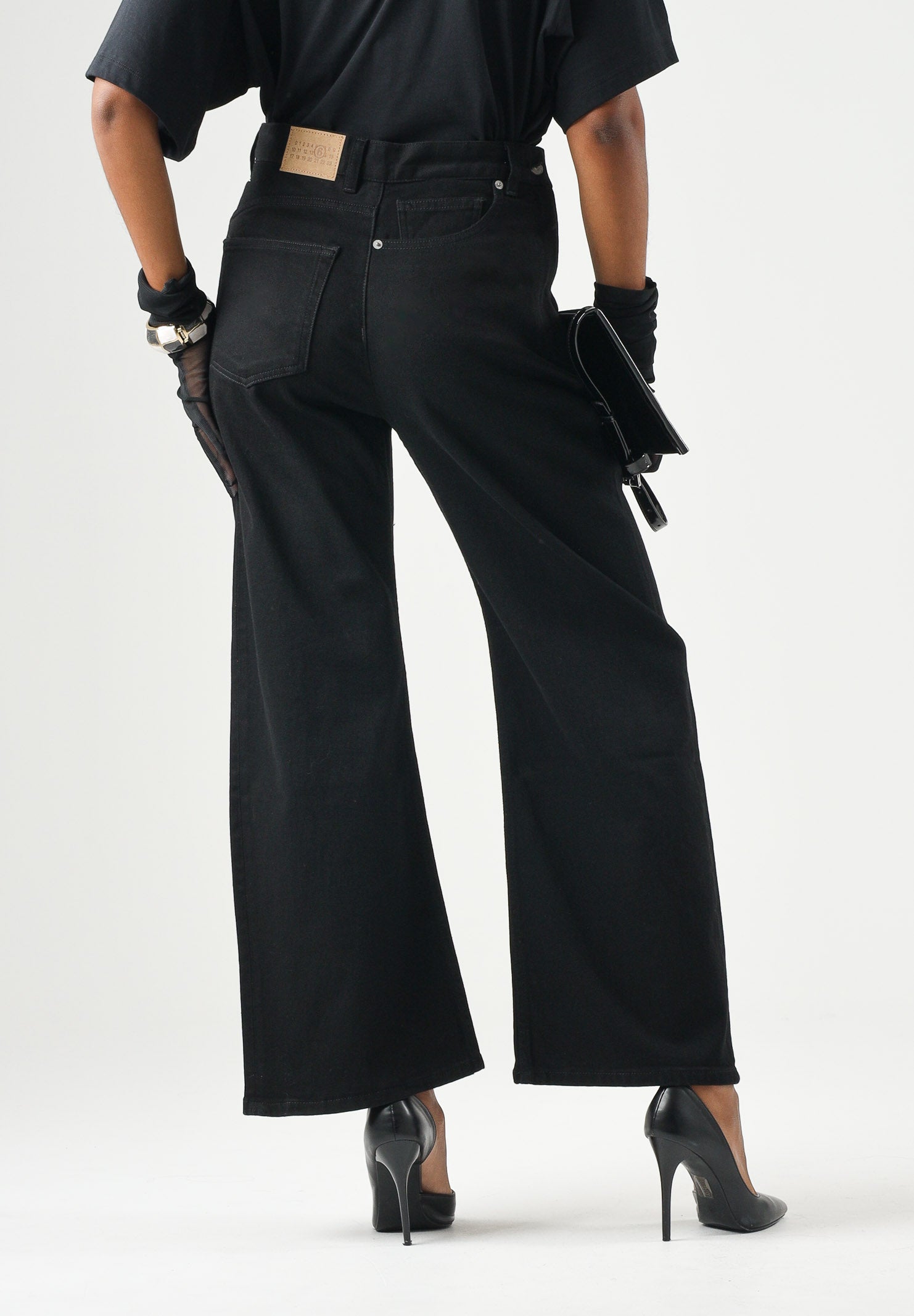 MM6 MAISON MARGIELA Jeans in denim nero per donna, ragazzi e bambini con taglio dritto M60969MM09E M6900 MAISON MARGIELA 
