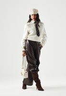 MM6 MAISON MARGIELA pantalone Wide-Leg marrone intenso per donna, ragazzi e bambini con gamba ampia M60994MM08L M6713 MAISON MARGIELA 