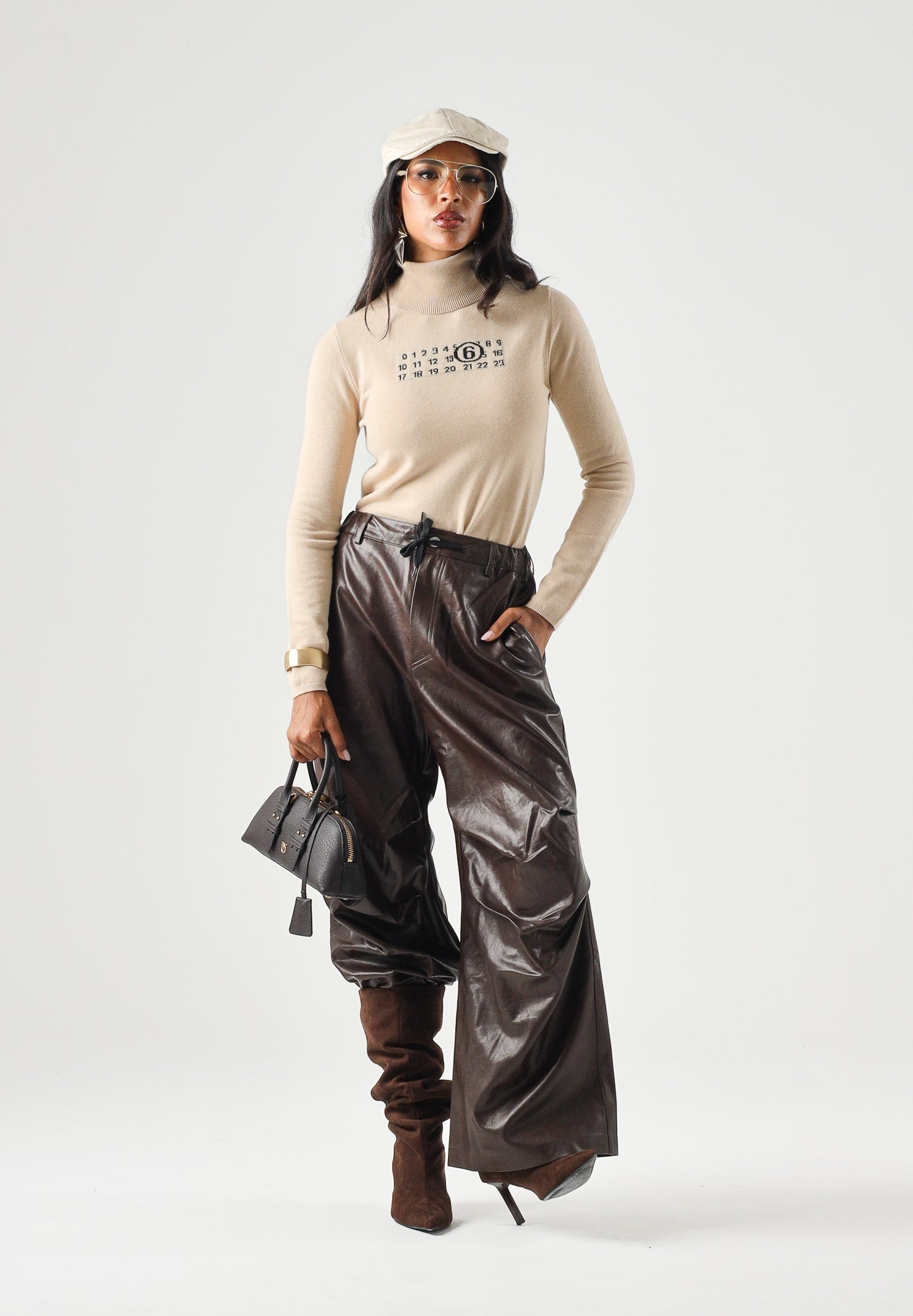 MM6 MAISON MARGIELA pantalone Wide-Leg marrone intenso per donna, ragazzi e bambini con gamba ampia M60994MM08L M6713 MAISON MARGIELA 