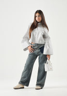 MM6 MAISON MARGIELA Jeans 5 Pockets in denim per donna, ragazzi e bambini con tasca posteriore a contrasto. M61034MM08D M601 MAISON MARGIELA 