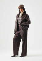 MM6 MAISON MARGIELA Giubbotto biker logo-print effetto pelle, colore brand Seal Brown, per donna, ragazzi, bambini M61045MM08L M6713 MAISON MARGIELA 