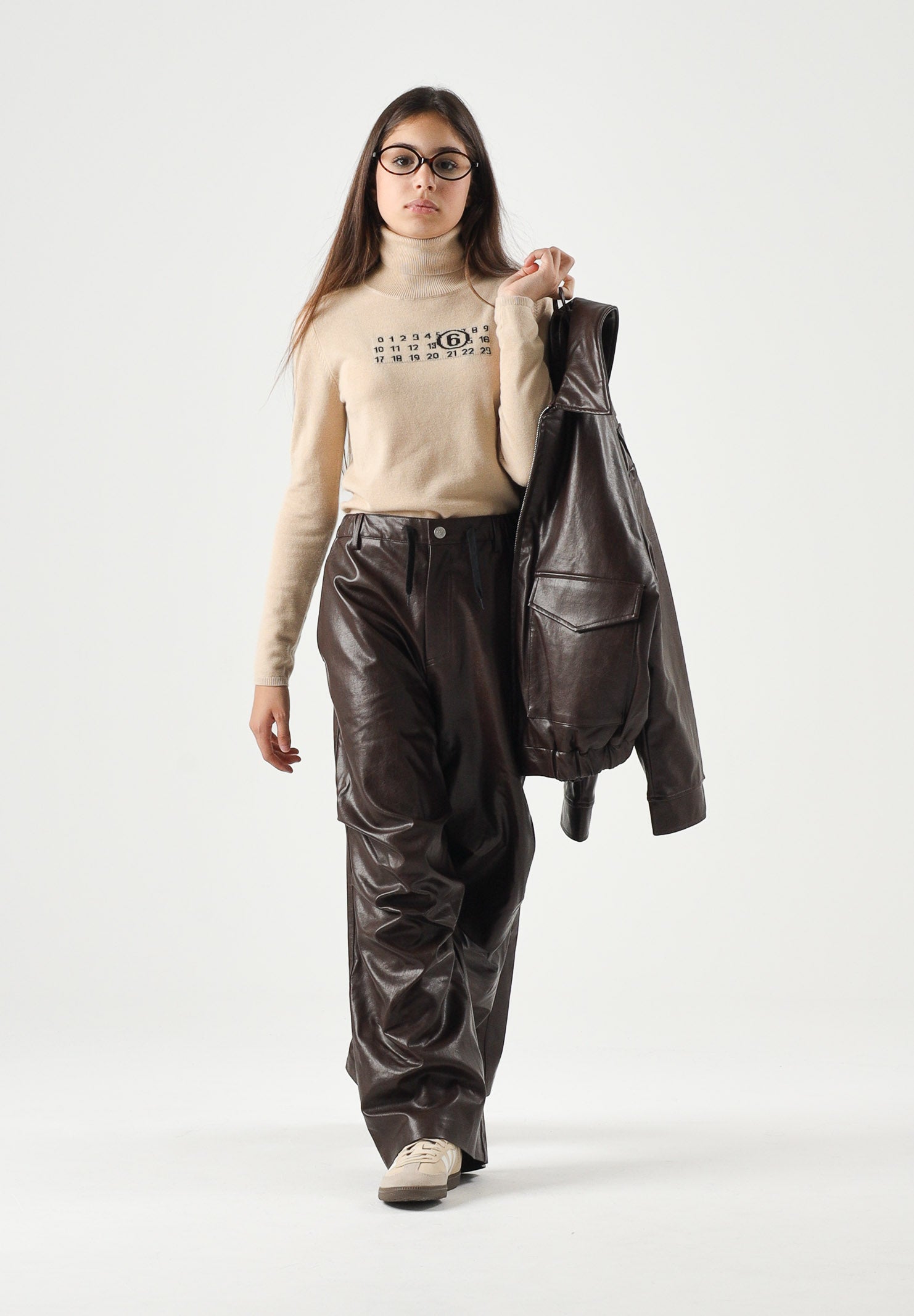 MM6 MAISON MARGIELA Dolcevita in misto lana beige per donna, ragazzi e bambinicon logo frontale M61064MM06Q M6712 MAISON MARGIELA 