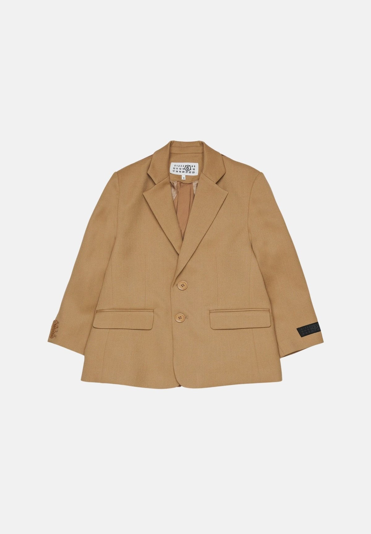MM6 MAISON MARGIELA Giacca toffe-beige per donna, ragazzi e bambini con patta e logo applicato sulla manica. M61076MM03D M6714 MAISON MARGIELA 
