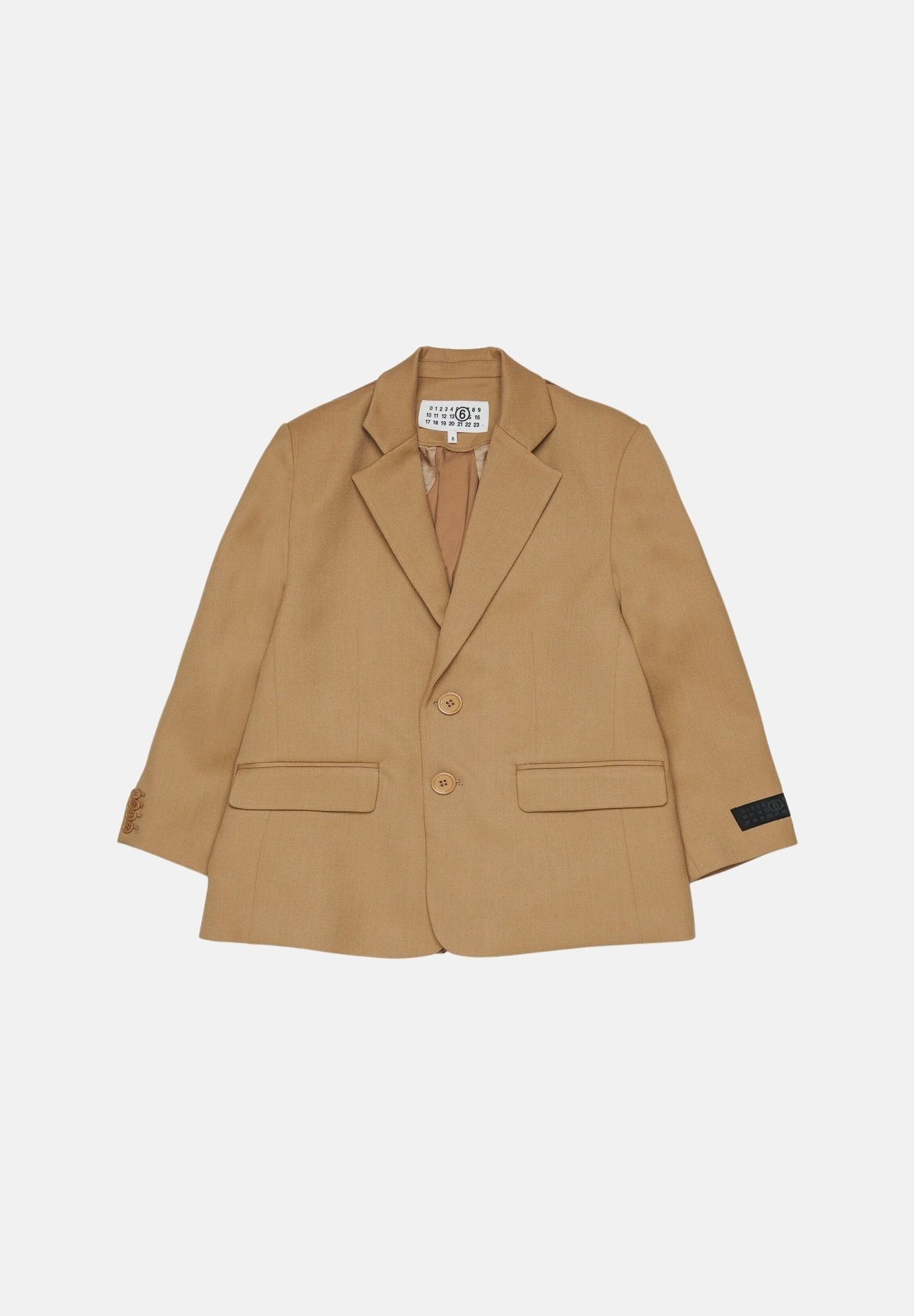 MM6 MAISON MARGIELA Giacca toffe-beige per donna, ragazzi e bambini con patta e logo applicato sulla manica. M61076MM03D M6714 MAISON MARGIELA 
