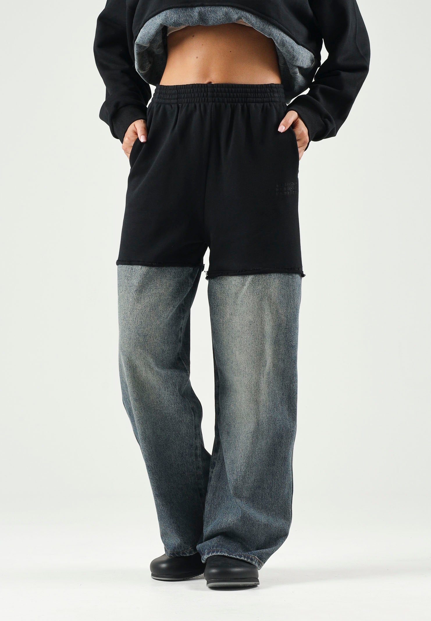 MM6 MAISON MARGIEL Jeans PANTS IBRID denim-nero per donna, ragazzi e bambini M61084MM09G M6C08 MAISON MARGIELA 