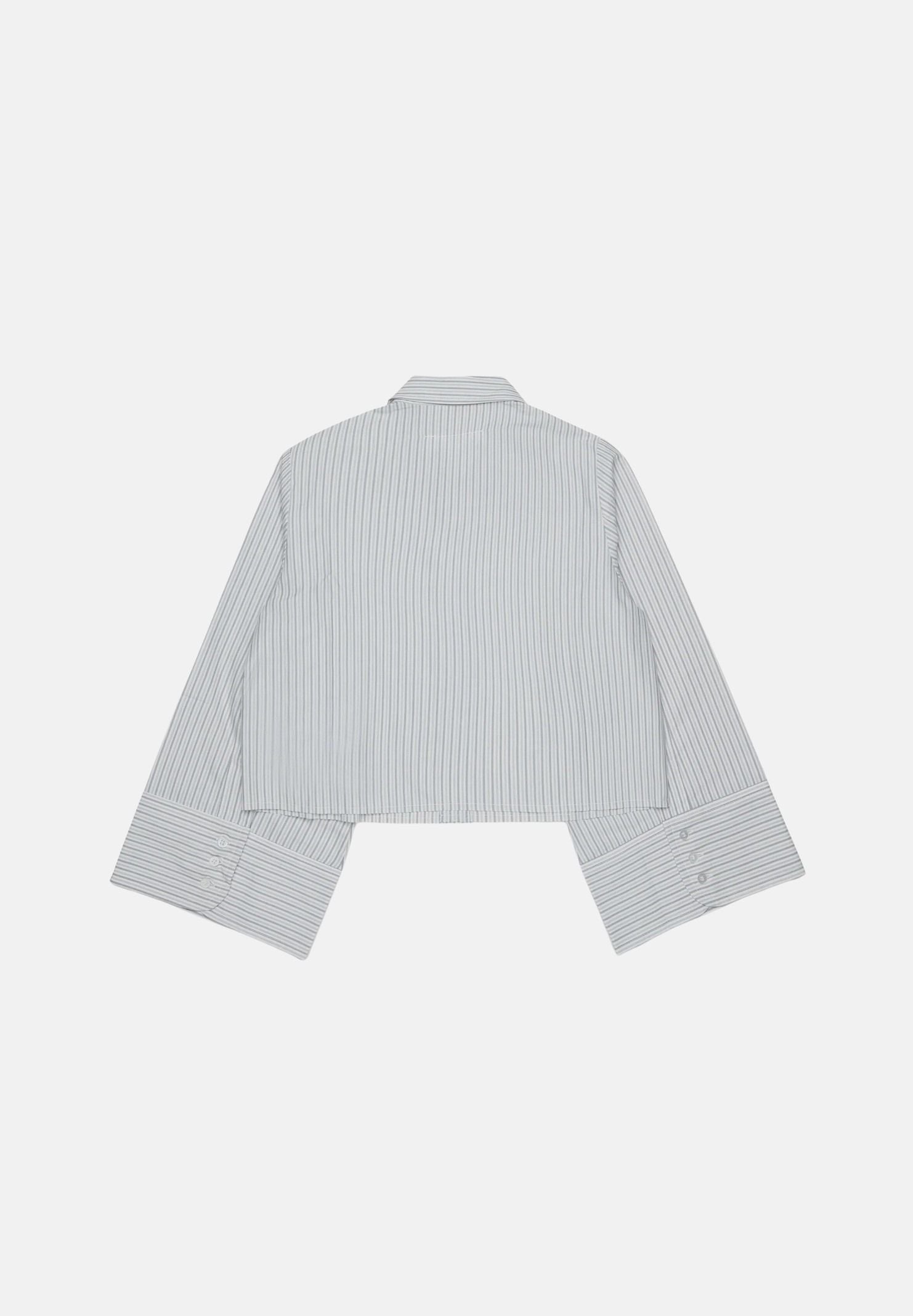 MM6 MAISON MARGIELA Camicia Cropped grey-grigio chiaro per donna, ragazzi e bambini  con motivo a righe verticali e logo ricamato M61094MM08N M6913 MAISON MARGIELA 
