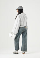 MM6 MAISON MARGIELA Camicia Cropped grey-grigio chiaro per donna, ragazzi e bambini  con motivo a righe verticali e logo ricamato M61094MM08N M6913 MAISON MARGIELA 