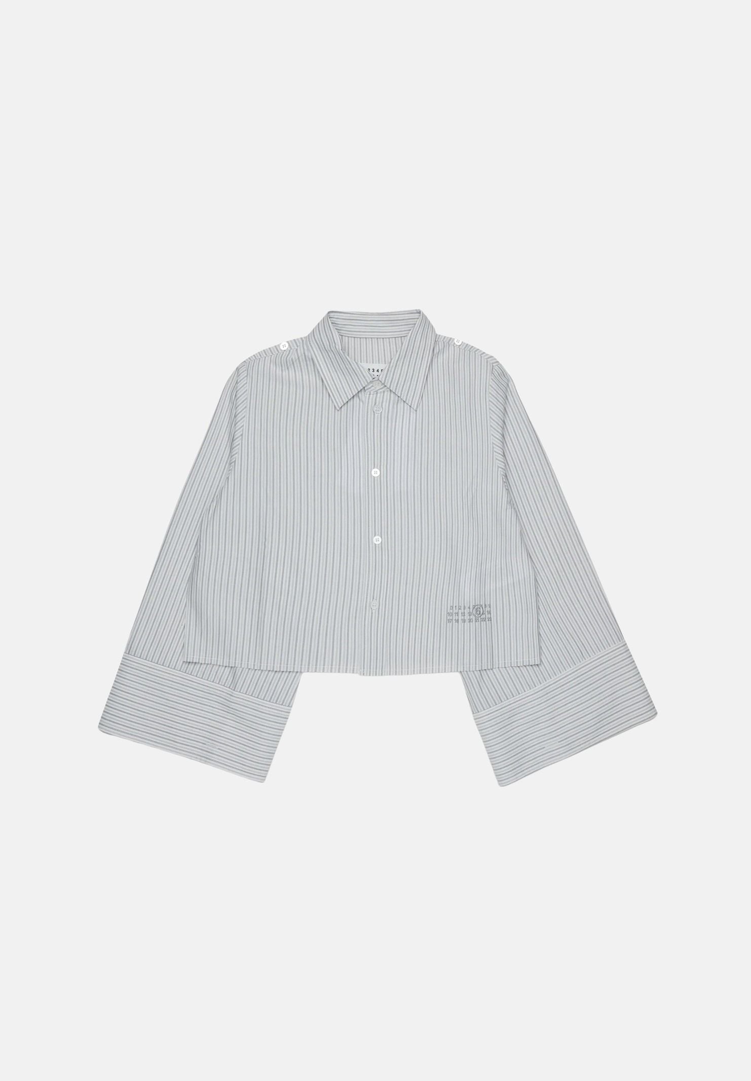 MM6 MAISON MARGIELA Camicia Cropped grey-grigio chiaro per donna, ragazzi e bambini  con motivo a righe verticali e logo ricamato M61094MM08N M6913 MAISON MARGIELA 