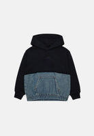 MM6 MAISON MARGIELA Felpa HOODE con cappuccio nero e azzurro per donna, ragazzi e bambini con tasca a marsupio M61108MM09G M6C08 MAISON MARGIELA 