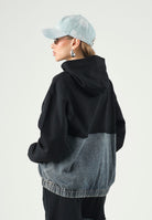 MM6 MAISON MARGIELA Felpa HOODE con cappuccio nero e azzurro per donna, ragazzi e bambini con tasca a marsupio M61108MM09G M6C08 MAISON MARGIELA 