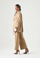MM6 MAISON MARGIELA Pantaloni WIDE -LEG  beige per donna, ragazzi e bambini con gamba ampia, pinces frontali e logo M61111MM03D M6714 MAISON MARGIELA 