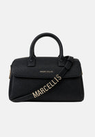 MARC ELLIS Borsa a mano ALYSA MACRO nera per donna con elegante manico rigido superiore e tracolla logata coordinata. ALYSA-MACRO BLLIGO MARC ELLIS 