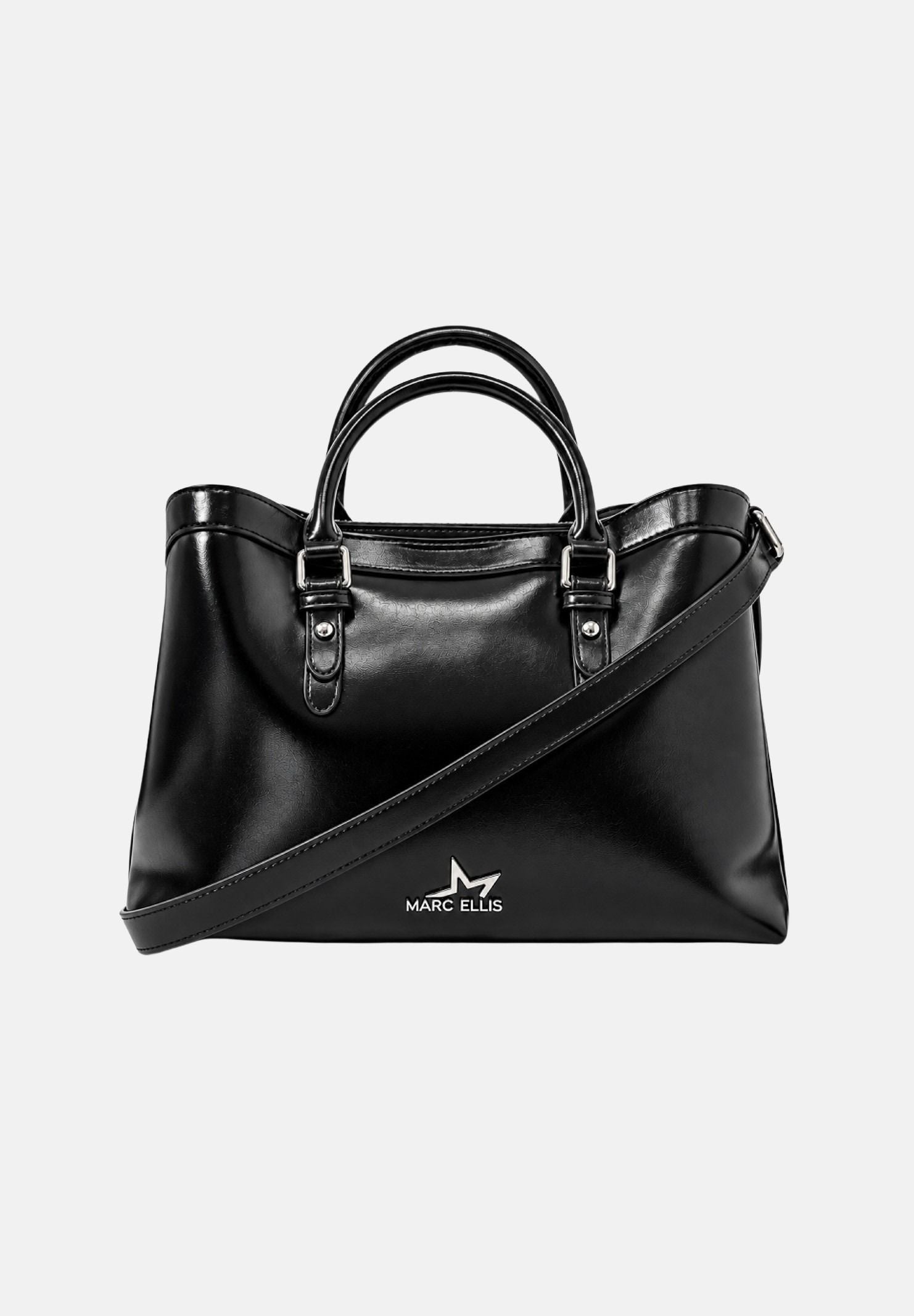 MARC ELLIS Borsa a mano BAYLE-STAR  nero per donna con eleganti dettagli metallici argentati e tracolla coordinata. BAYLE-STAR BLSI MARC ELLIS 