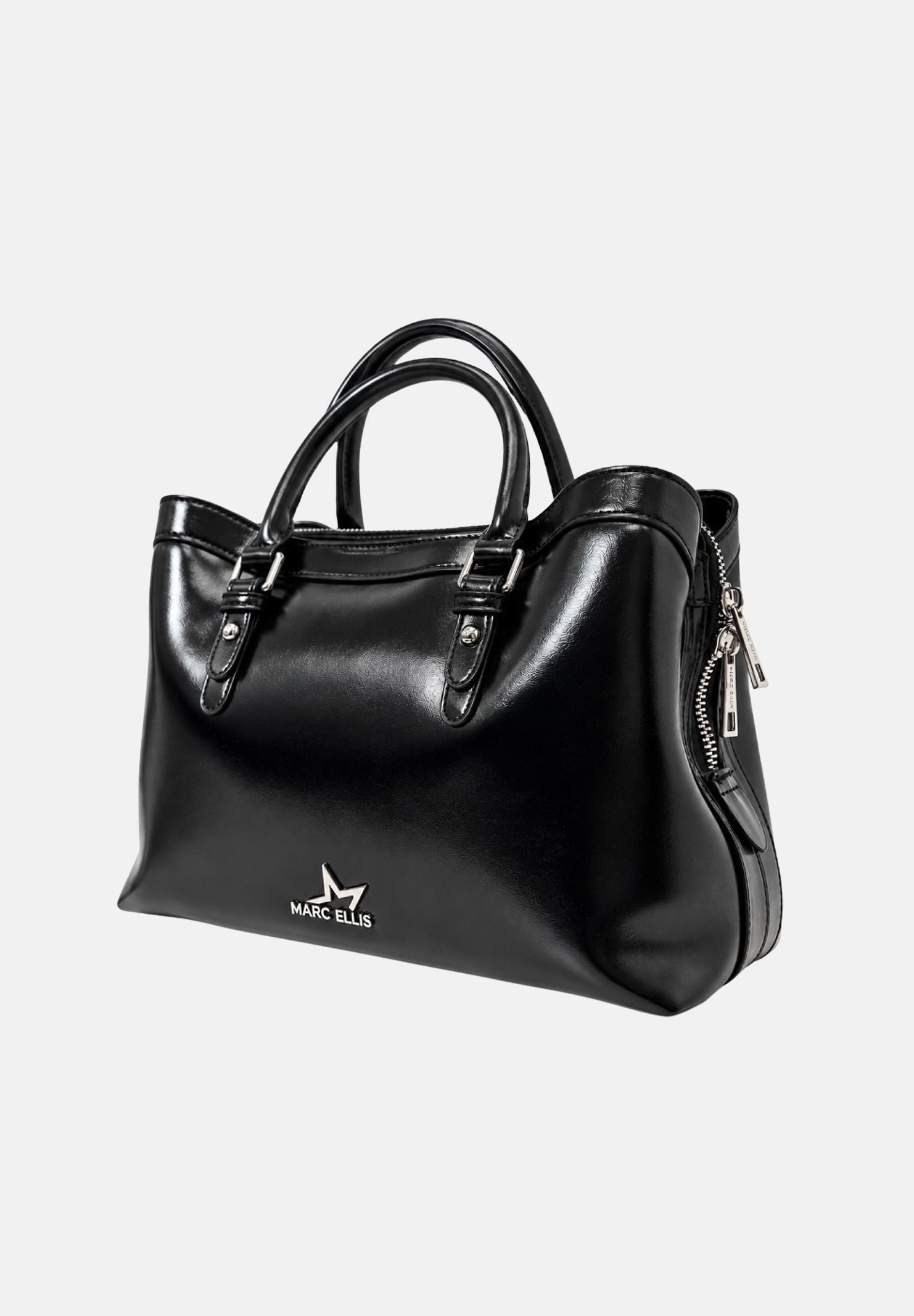 MARC ELLIS Borsa a mano BAYLE-STAR  nero per donna con eleganti dettagli metallici argentati e tracolla coordinata. BAYLE-STAR BLSI MARC ELLIS 