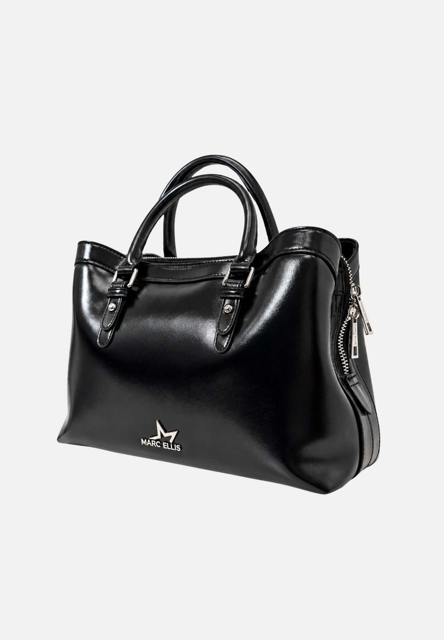 MARC ELLIS Borsa a mano BAYLE-STAR  nero per donna con eleganti dettagli metallici argentati e tracolla coordinata. BAYLE-STAR BLSI MARC ELLIS 