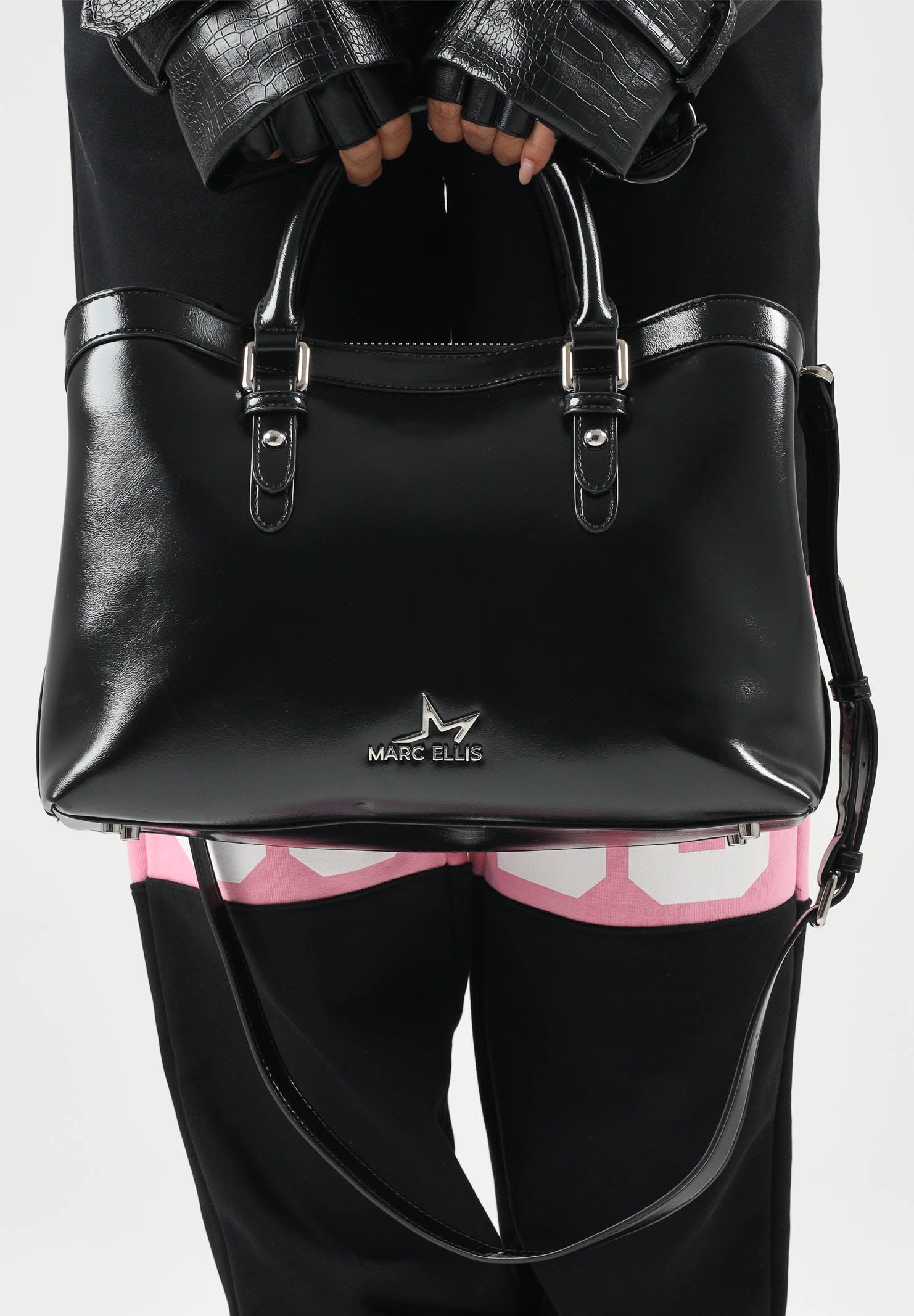 MARC ELLIS Borsa a mano in eco-pelle BAYLE-STAR  nero per donna con eleganti dettagli metallici argentati BAYLE-STAR BLSI MARC ELLIS 