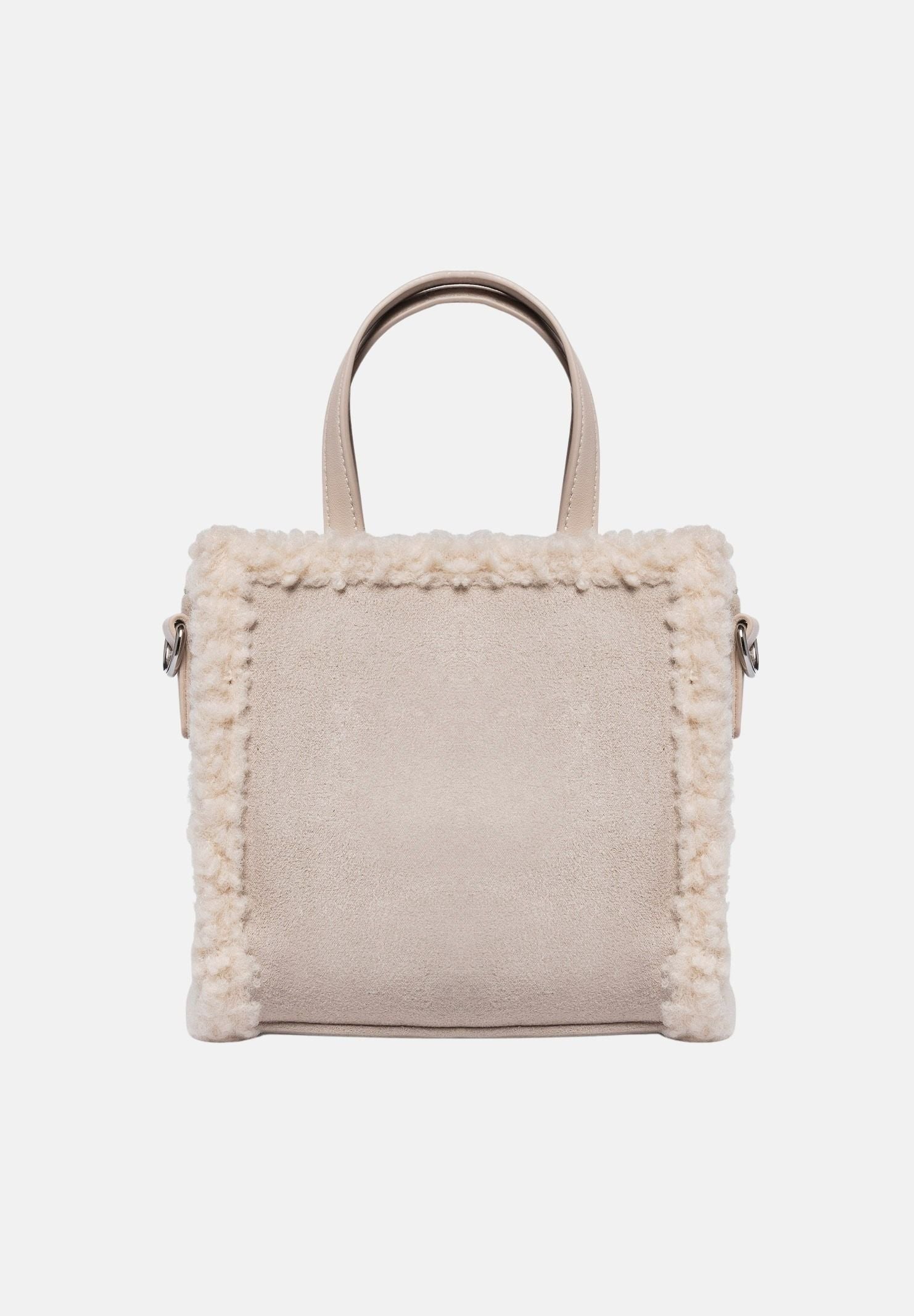 MARC ELLIS Borsa a mano BUBY BUCKSKIN S beige da donna con bordi effetto pelliccia e doppi manici. BUBY-BUCKSKIN-S DABE MARC ELLIS 