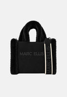 MARC ELLIS Borsa a mano BUBY CARACAL nero per donna con soffici profili in ecopelliccia e tracolla logata coordinata. BUBY-CARACAL-M BL MARC ELLIS 